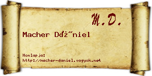 Macher Dániel névjegykártya