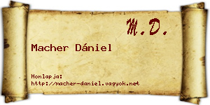 Macher Dániel névjegykártya